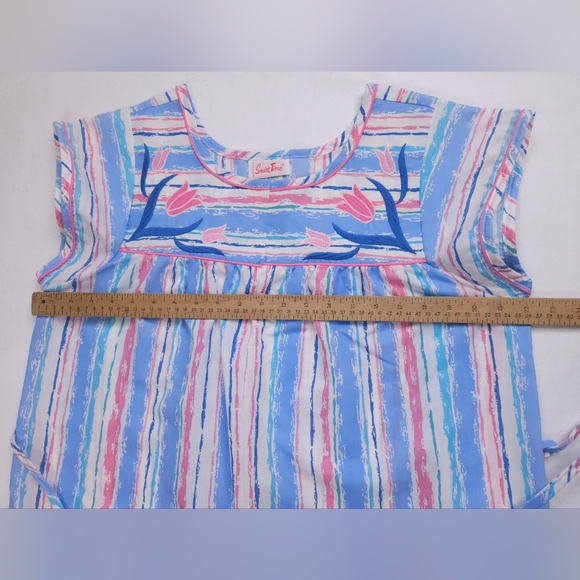 Smart Time Vintage Cotton Poly Embroidered Tulip House Spring Dress Medium - Picture 9 of 13